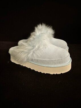 UGG Disquette Chalet Slippers Reef Blue Platform Suede Size 9